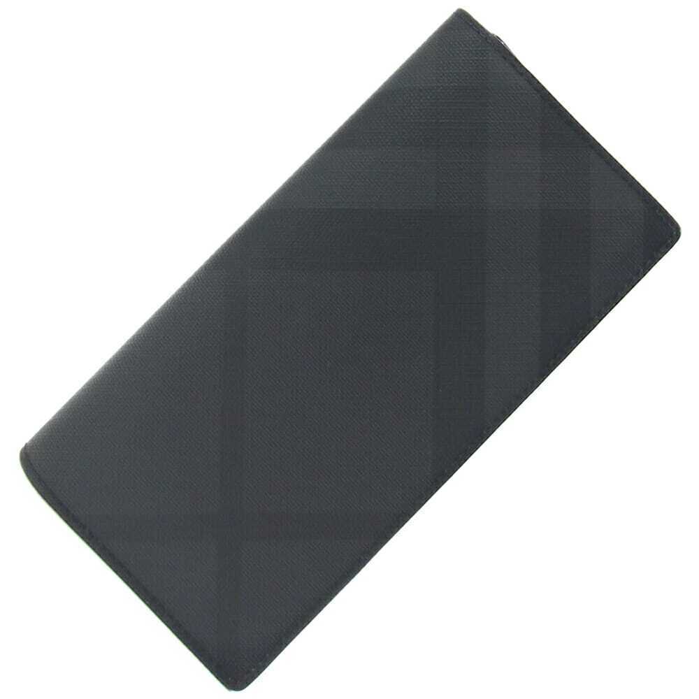 Burberry Bi fold Long Wallet Gray Black Leather Check Caventish London
